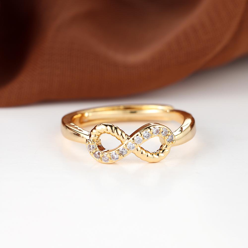 Silber Gold Farbe Weißer Stein CZ Liebe Unendlichkeit Ring Verlobung Verstellbarer Ring Hochzeit Öffnungsringe für Frauen Modeschmuck gold