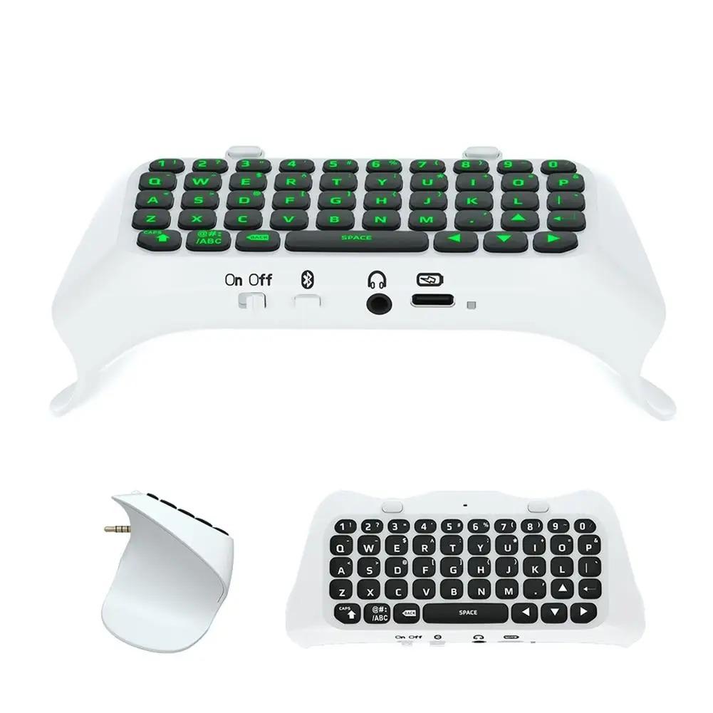 Tastatur für PS5 Edge Controller mit grüner Hintergrundbeleuchtung, tragbarem Bluetooth 3.0-Mini-Nachrichtentastenfeld-Chatpad, integriertem Lautsprecher und 3,5-mm-Audiobuchse 13.2*5.66*4.98cm weiß