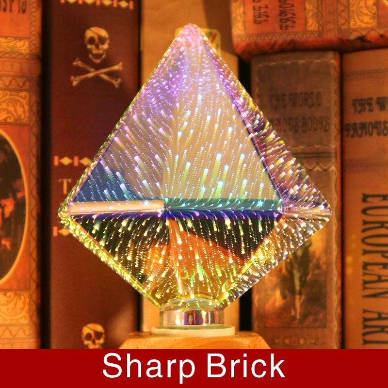 3D Dekoration LED Birne E27 Vintage Edison Glühbirne Stern Feuerwerk Lampe Urlaub Nacht Licht Neuheit Weihnachten Baum Sharp Brick