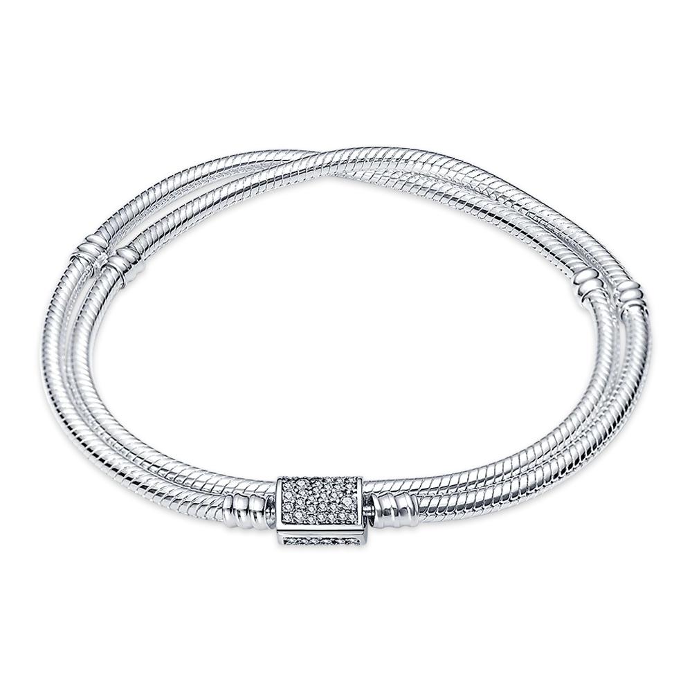 Heißer Verkauf 100% Echt 925 Silber Armband Fit Original Design Perlen Charme Armreif DIY Schmuck Machen Geschenk Für Frauen 17cm