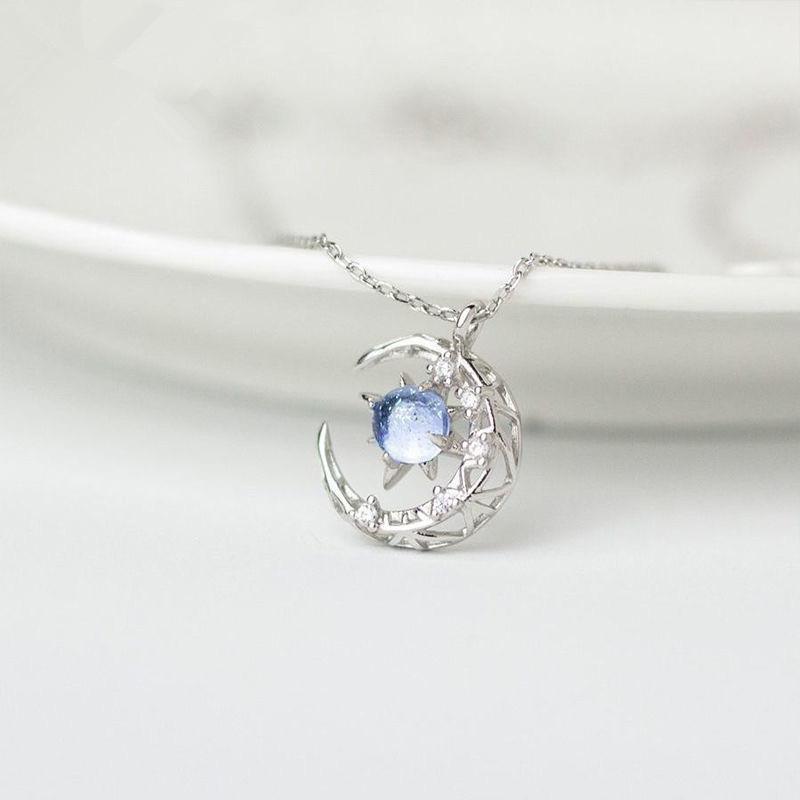 RUI RUI YU Halskette mit modischem Stern- und Mondanhänger, Schlüsselbeinkette, Halskette für Damen, Schmuck None