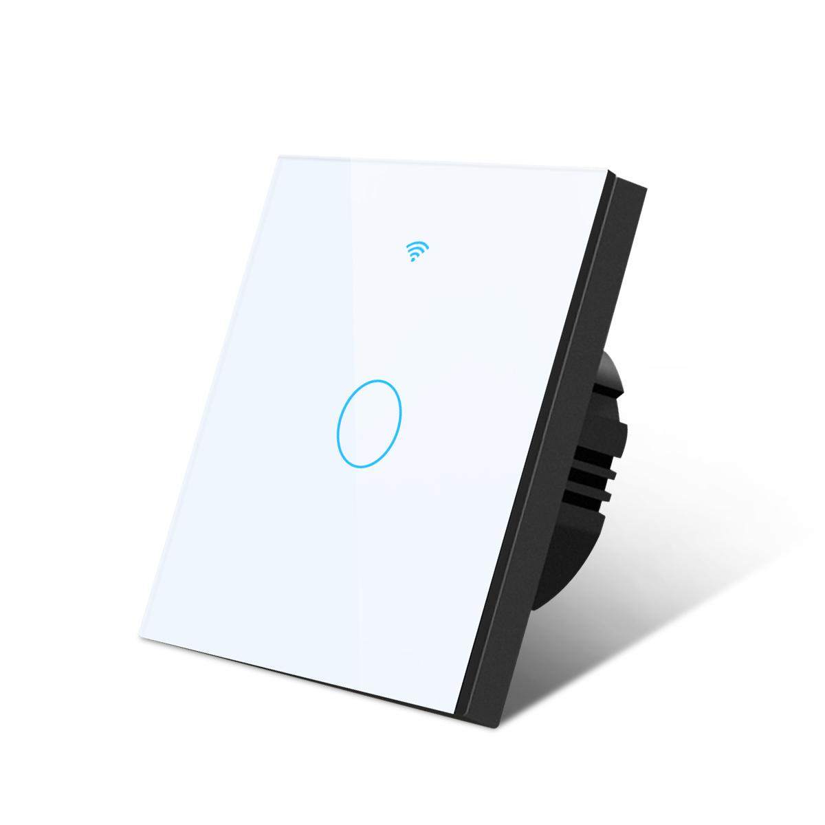 EU-Standard Tuya Smart Life WIFI Wandschalter 1/2/3 Gang 1 Weg 220V Glasscheibe Touch-Schalter Sprachsteuerung Smart Switch Funktioniert mit Alexa Google Home 1 Gang weiß