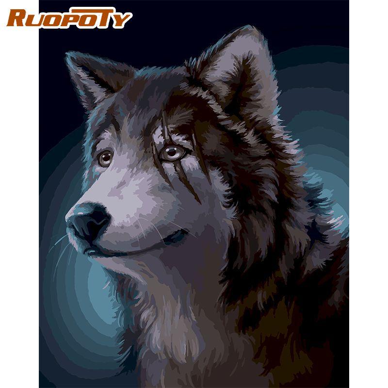 Ruopoty Rahmenlose Tiere DIY Malen nach Zahlen für Kinder Bild Malen nach Zahlen handgemalt Einzigartiges Geschenk für die Inneneinrichtung 40x50CM NO Frame