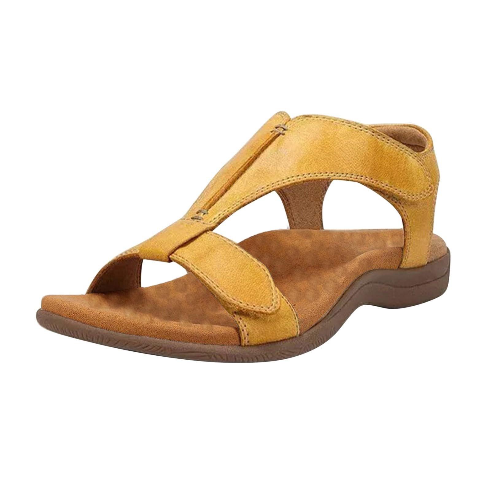 Orthopädische Sandalen Damen Weite Füße Damen Sandalen Barfuß Sommerschuhe Slingback Sommerschuhe Weite Sandalen Offene Strandsandalen 37 gelb
