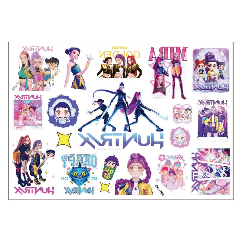 Niedliche Cartoon Kpop Dämonenjäger Temporäres Tattoo Anime Aufkleber Design Wasser Transfer Tattoo Aufkleber Lustige Partygeschenke
