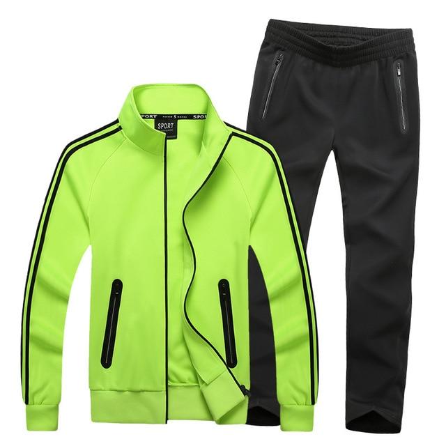 Herbst Sportswear Trainingsanzüge Männer Sets Große Größe Männer Kleidung Jacke + Hosen 2 Stück Sport Set Plus Größe 8xl 7xl Trainingsanzug Mann XL grün