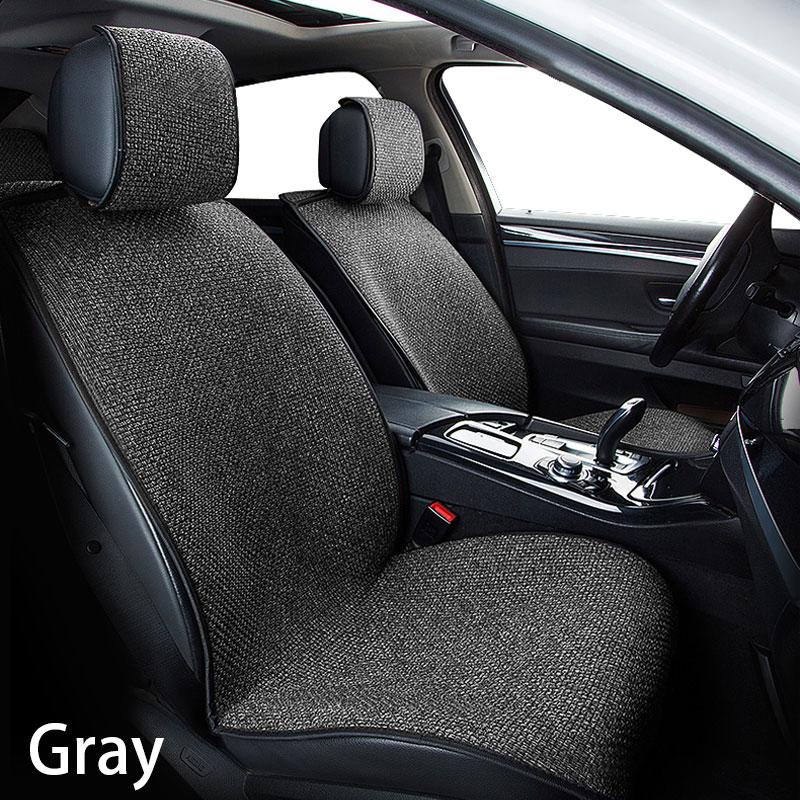 SEAMETAL Flachs-Autositzbezug Four Seasons Universal-Leinen-Sitzkissen für den Innenbereich, Autositzschutzmatte, Autozubehör 2 pc front seat grau