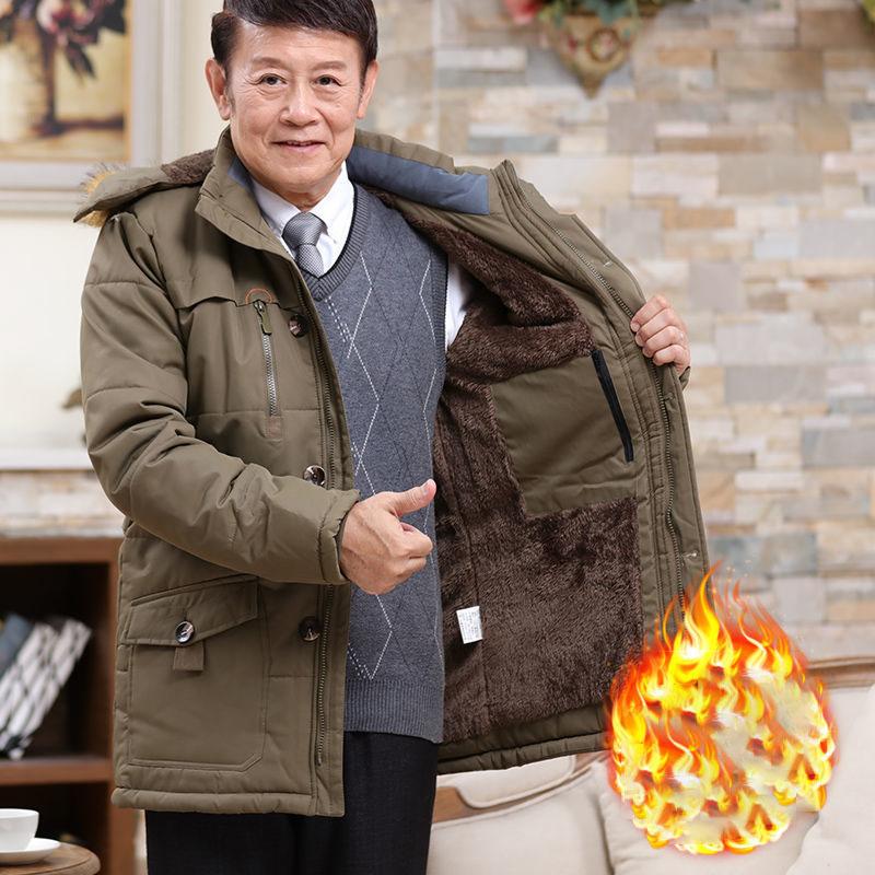 Gepolsterte Winterjacke für Herren mittleren Alters und ältere Herren, Vaterkleidung, dicke dicke Jacke, lockerer Baumwollmantel in Übergröße für Herren 6XL