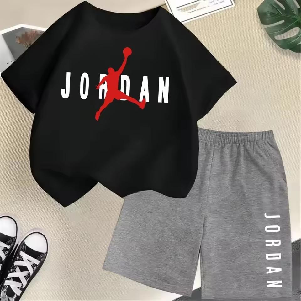 Sommer Kurzarm Kinder Set Slam Dunk Meister Muster Druck Sport T-Shirt+Shorts 2er Set Kinder Jungen Mädchen Mode Trainingsanzug 2XL