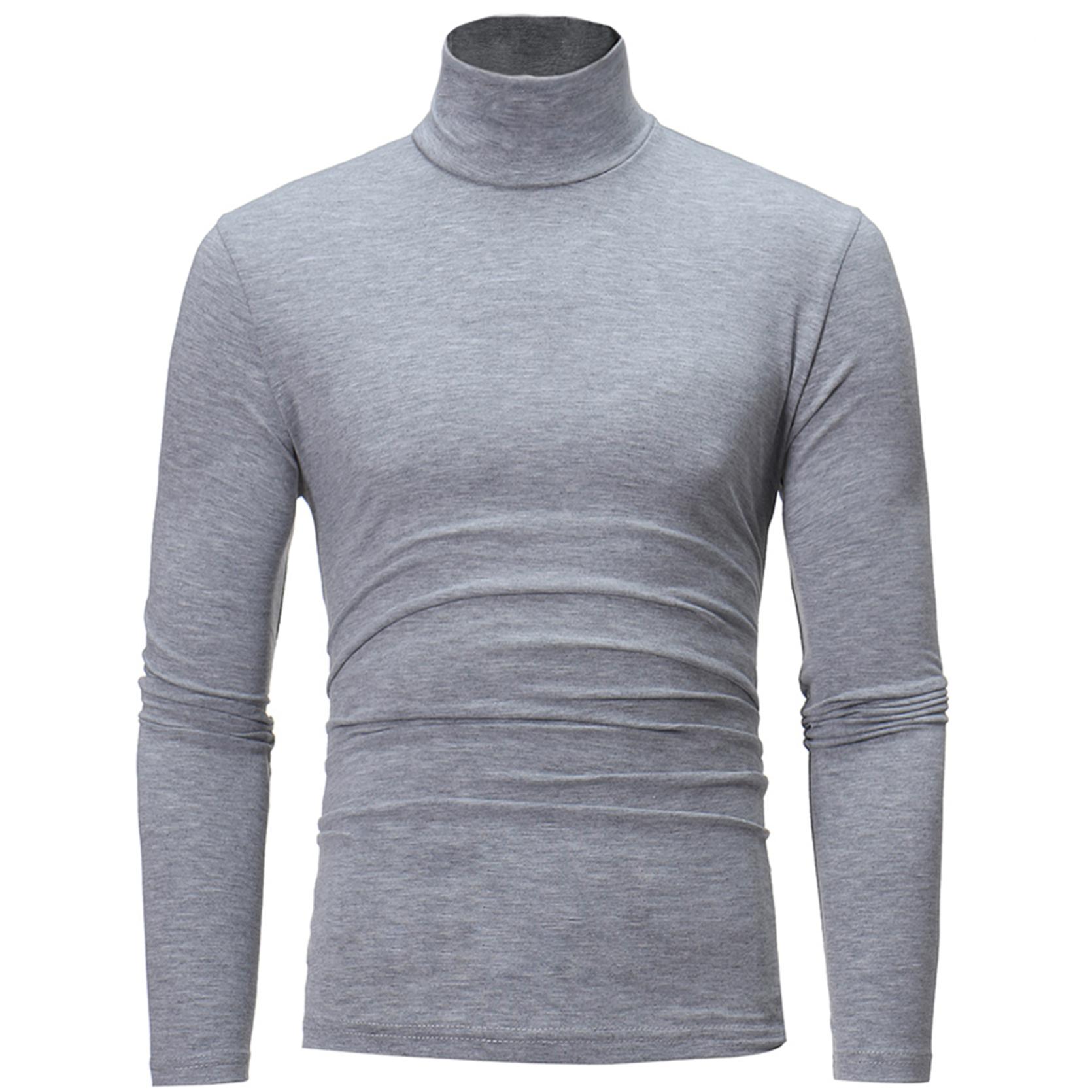 Herren-Pullover mit Rollkragen, schmale Passform, langärmelig, lässig, hoher Kragen, Pullover, Oberteile, Basic-Rollkragenpullover, schmale Passform, T-Shirts 3XL graue