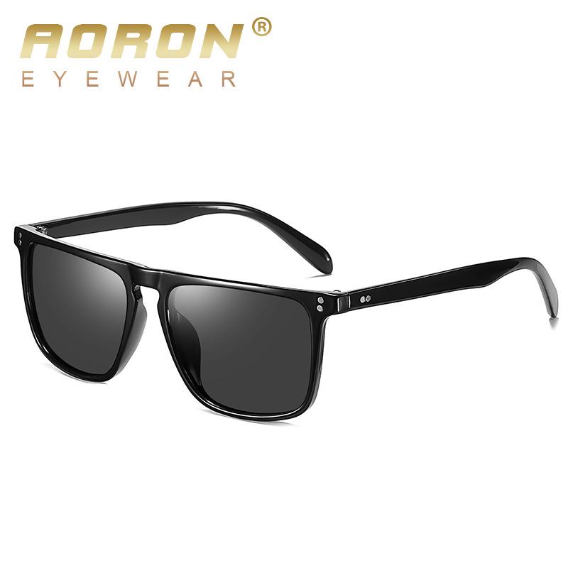 AORON Modische polarisierte Sonnenbrille für Herren, klassische Sonnenbrille, PC-Rahmen, UV-Schutz, Brillen für Herren