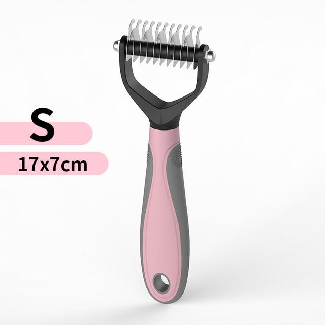 Pet Haar Entfernung Kamm Katze Hund Pinsel Pet Haar Pflege Werkzeug Welpen Haar Ausfallen Kämme Pet Fell Trimmen Dematting enthaarung Pinsel Small rosa