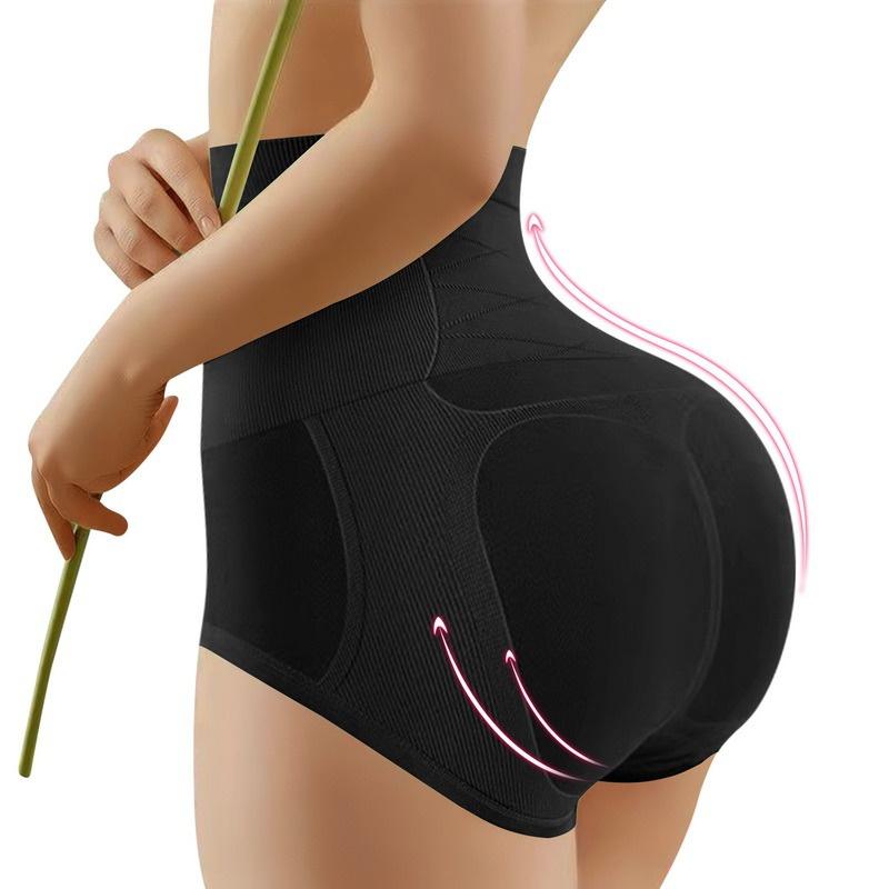 Damen-Unterwäsche, atmungsaktiv, hohe Taille, körperformende Höschen, weibliche Fitness-Workout-Hose, hohe elastische Kontrolle, kurze Unterwäsche zur Bauchkontrolle L schwarz
