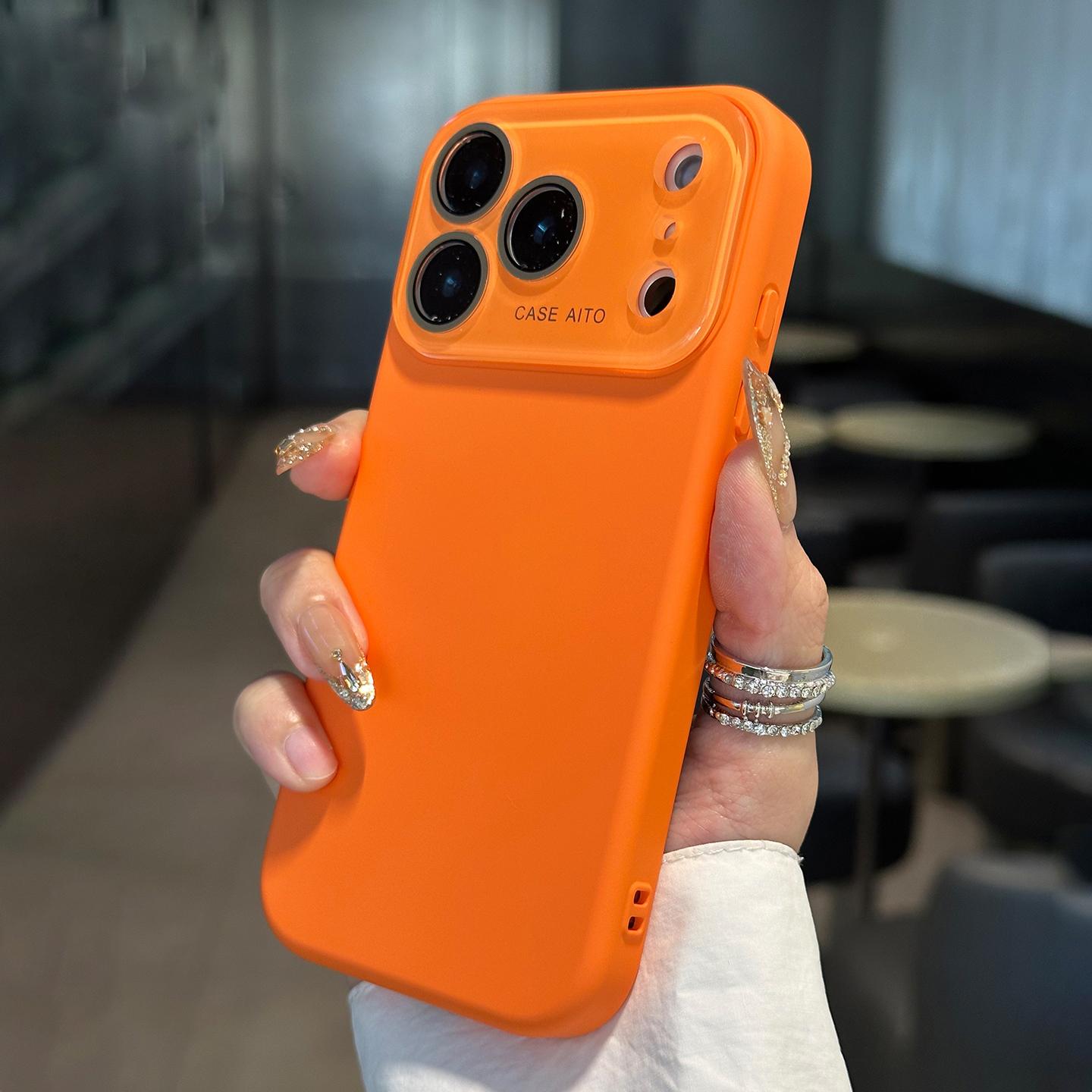 Offizielle Handyhülle aus flüssigem Silikon für iPhone 17 Air 16 15 14 12 13 Pro Max Kameraschutz Stoßfest Süßigkeit Weiche Matte Abdeckung For iPhone 12 Pro orange