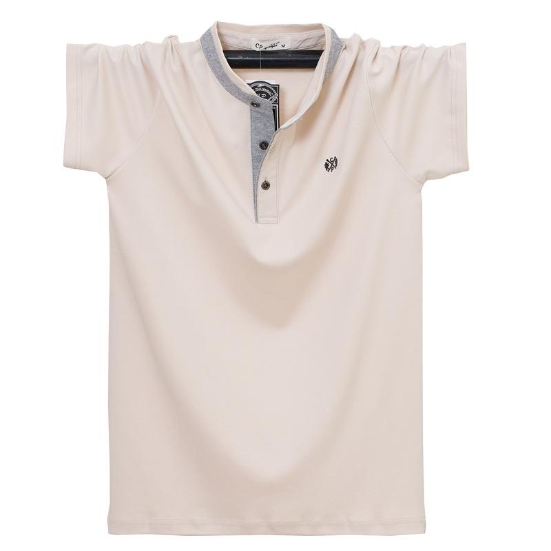 Kurzärmelige Henley-Shirts für Herren, Sommer-T-Shirts mit Knopfleiste, lässiges Basic-T-Shirt, einfarbige T-Shirts, weiche und bequeme Oberteile, klassische Passform, T-Shirt für Männer XL apricot
