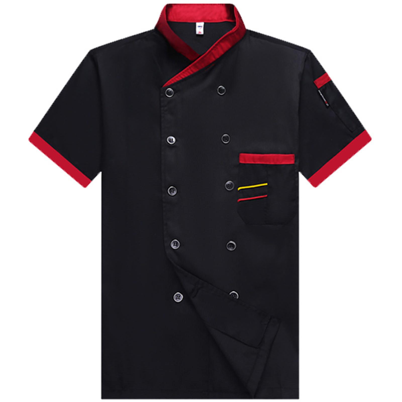 Unisex Kochjacke Herren Kurzarm Kochjacke Restaurantküche Weiche Uniform Restaurant Hotel Kochkleidung Catering Koch M schwarz