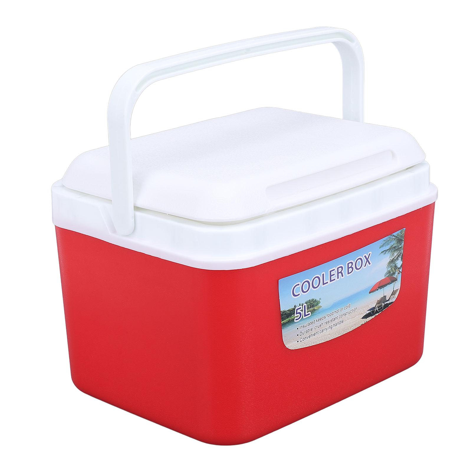 Tragbare Kühlbox, 5 l, großes Fassungsvermögen, multifunktional, hält Lebensmittel frisch und Getränke kühl, isoliert rot