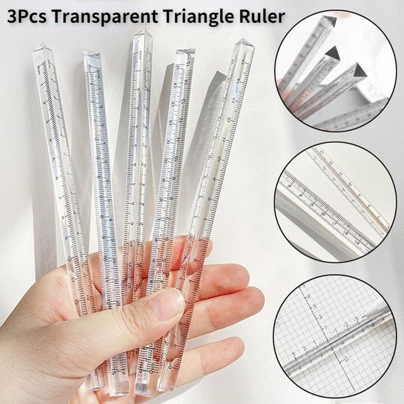 3Pc 15cm Transparent Dreieck Lineal Multifunktions DIY Zeichenwerkzeuge Schule Bürobedarf 3Pc