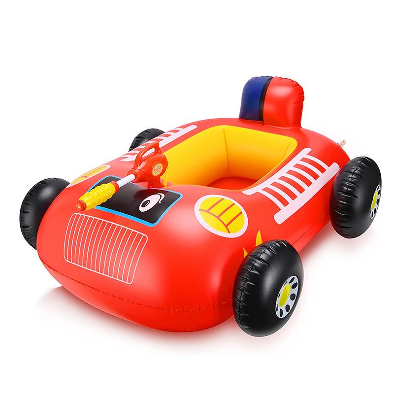 Kinder Schwimmring mit Wasserpistole, Aufblasbarer Pool Float für Outdoor-Spielzeug, Schwimmring Kinder 3-7, Schlauchboot mit Wasserkanone 85*80*35cm rot