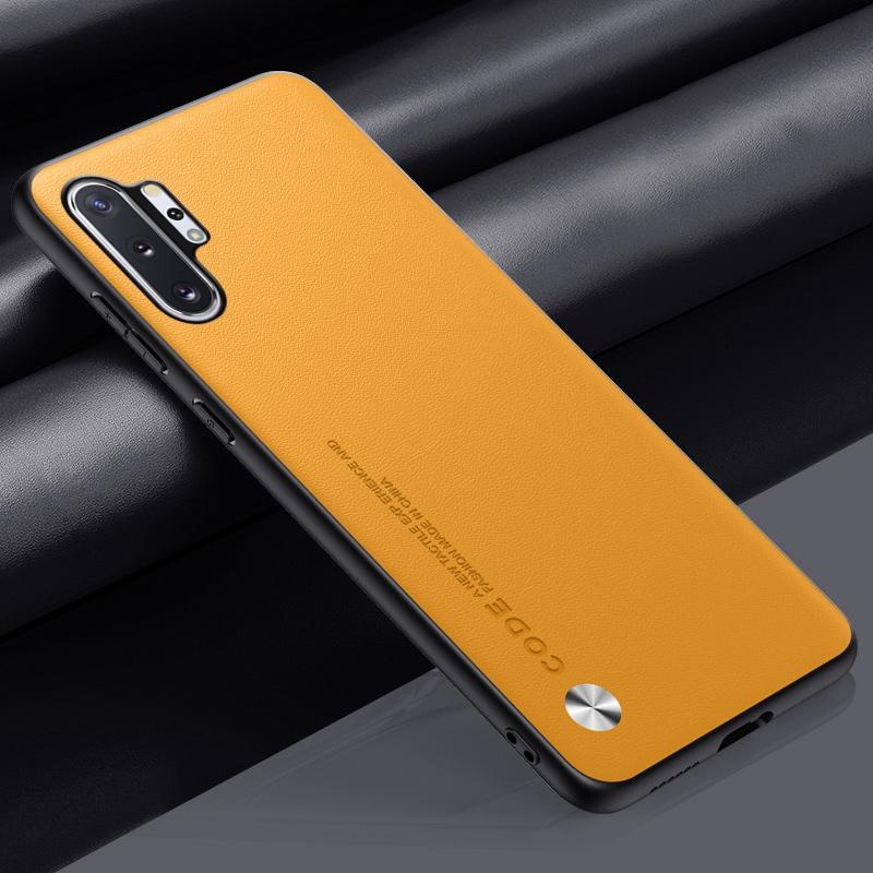 Luxus PU Ledertasche für Samsung Galaxy Note 10 Plus Rückseite Matte Silikonschutz Handyhülle für Samsung Note10 Plus For Note 10 Plus gelb