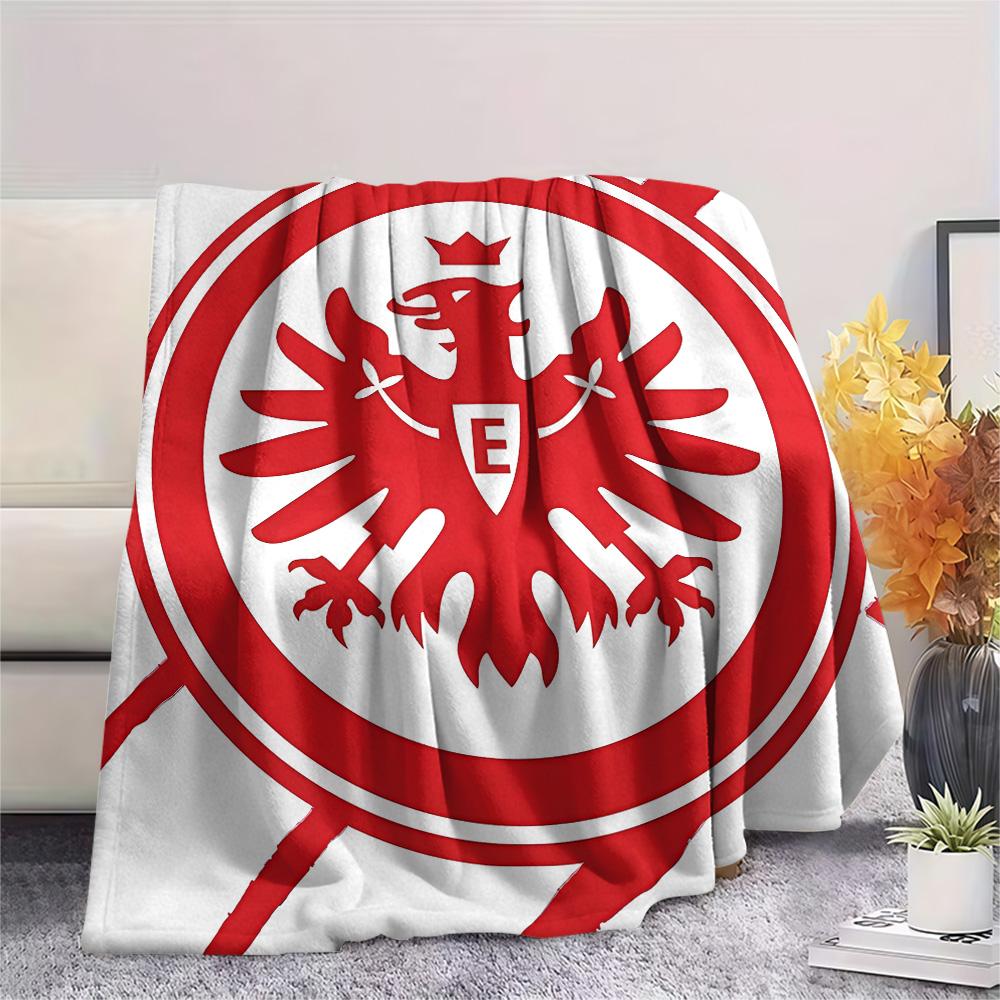 Eintracht Frankfurt Print Flanelldecke, Hohe Qualität, Bequem für Alle Jahreszeiten, Heimdekoration, Wärme und Komfort, Perfekt für Weihnachtsgeschenke 80cm x 120cm white