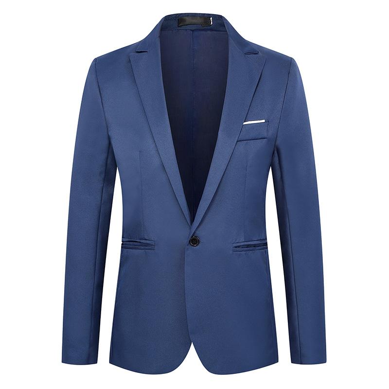Sommer Herren Freizeitanzug Business Büro Trendy Bügelfrei Anti-Falten Anzugjacke Einfarbig Slim Fit Herrenanzug XXXL blau