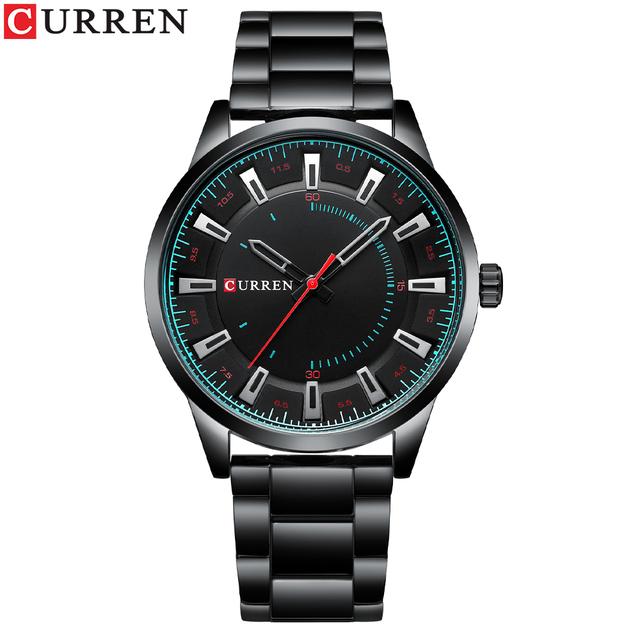 CURREN Neue Mode Einfache Stil Männer Uhren Quarz Armbanduhren Edelstahl Band Uhr Männlich schwarz