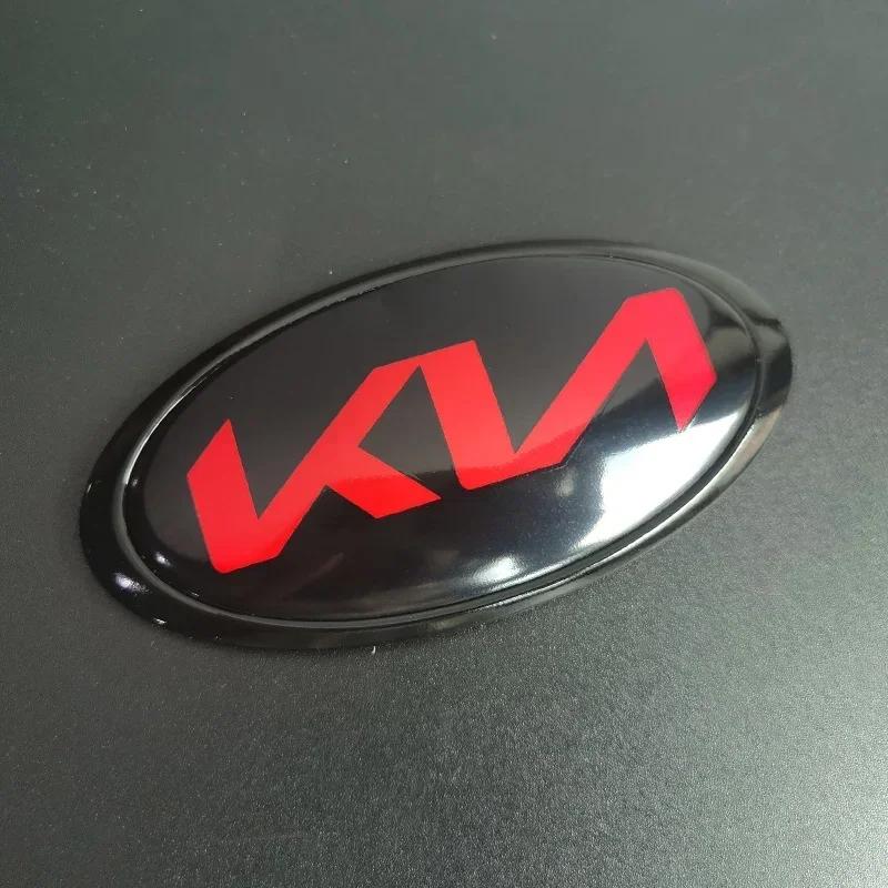 2026 Heißer Autoaufkleber Auto Frontklappen-Emblem Heckklappen-Abzeichen Aufkleber für KIA KN K2 K3 K4 K5 Sportage Picanto Sorento Rio Soul Cee 11.4 x 5.7cm schwarz rot