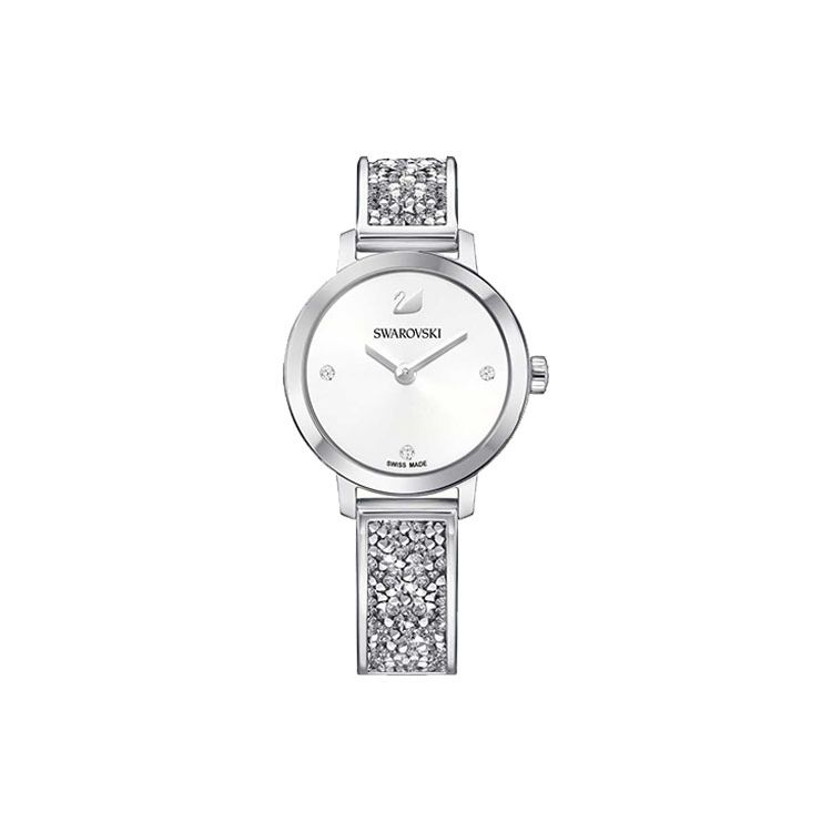 Swarovski Quarzuhr Edelstahlarmband Weißes Zifferblatt Elegante Mode Kristalluhr Damenuhren Silber 5376080 White Dial