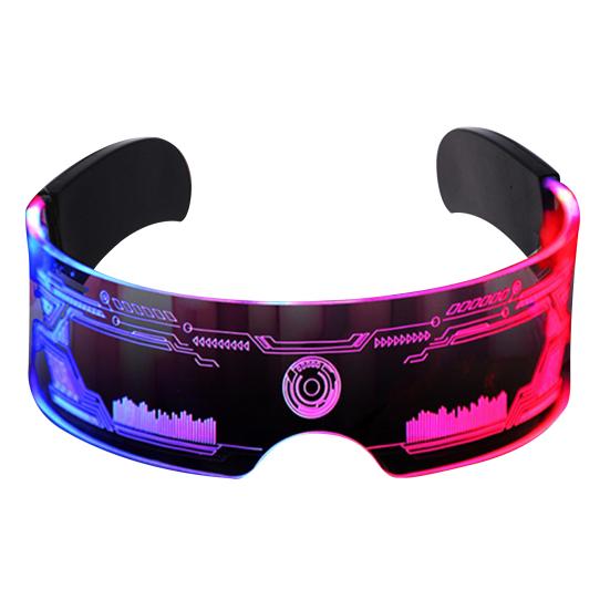 LED-Brille, 7 Farben, 12 Modi, Cyberpunk-Brille, blinkende Leuchtbrille für Halloween, Cosplay, Party, Bar A