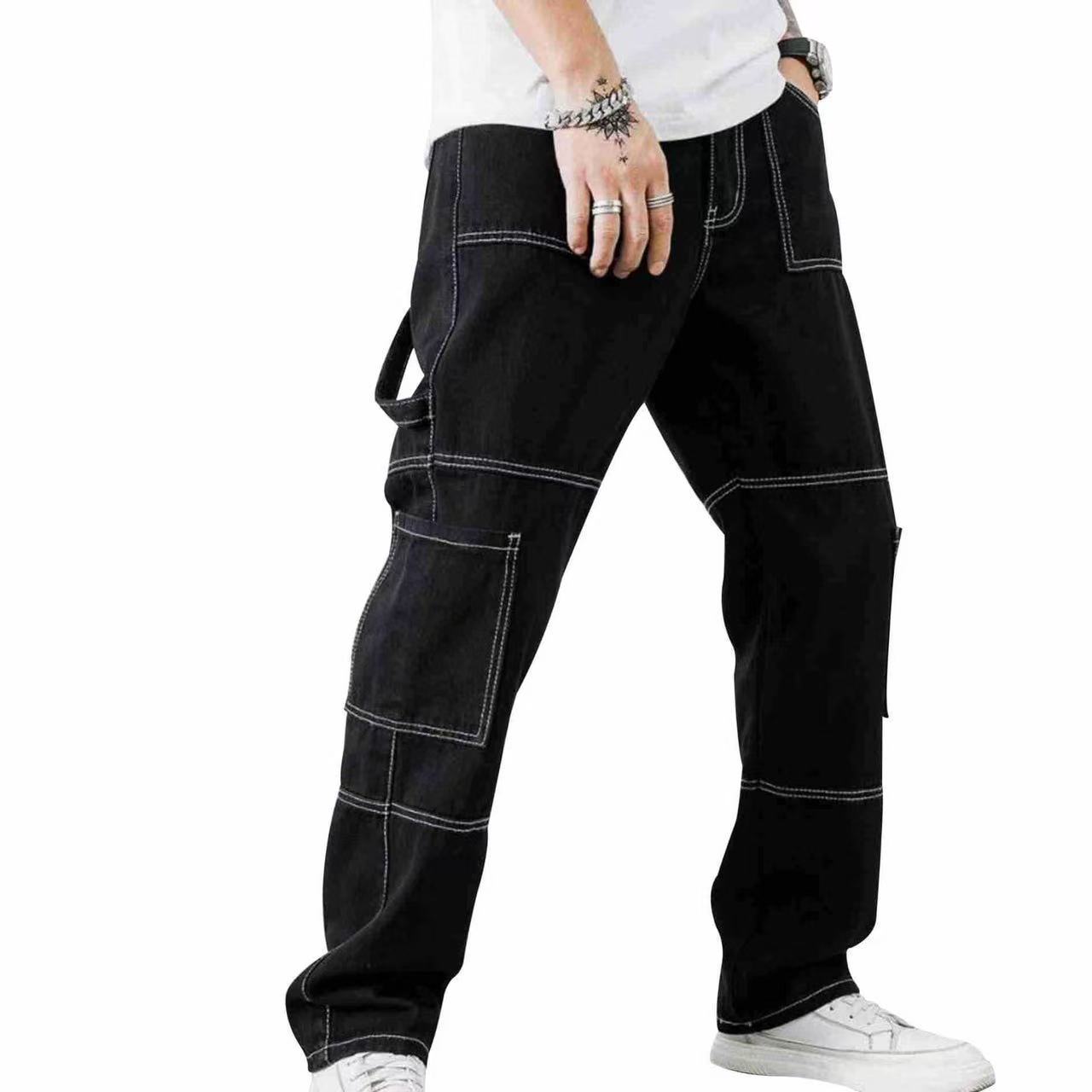 Herrenjeans Gerade Cargohosen Kleidung Verkauf L schwarz