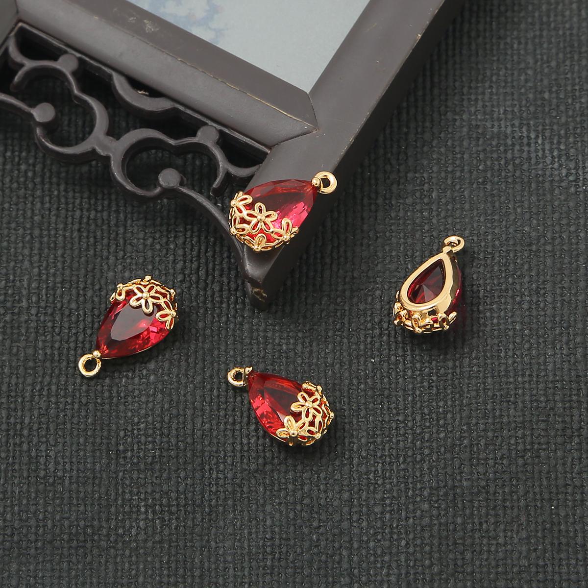 Kupfer Antiker Anhänger Dekorativer Rand Wassertropfen Charms DIY Teile für Schmuckherstellung Zubehör Zubehör 9×16mm fuchsie