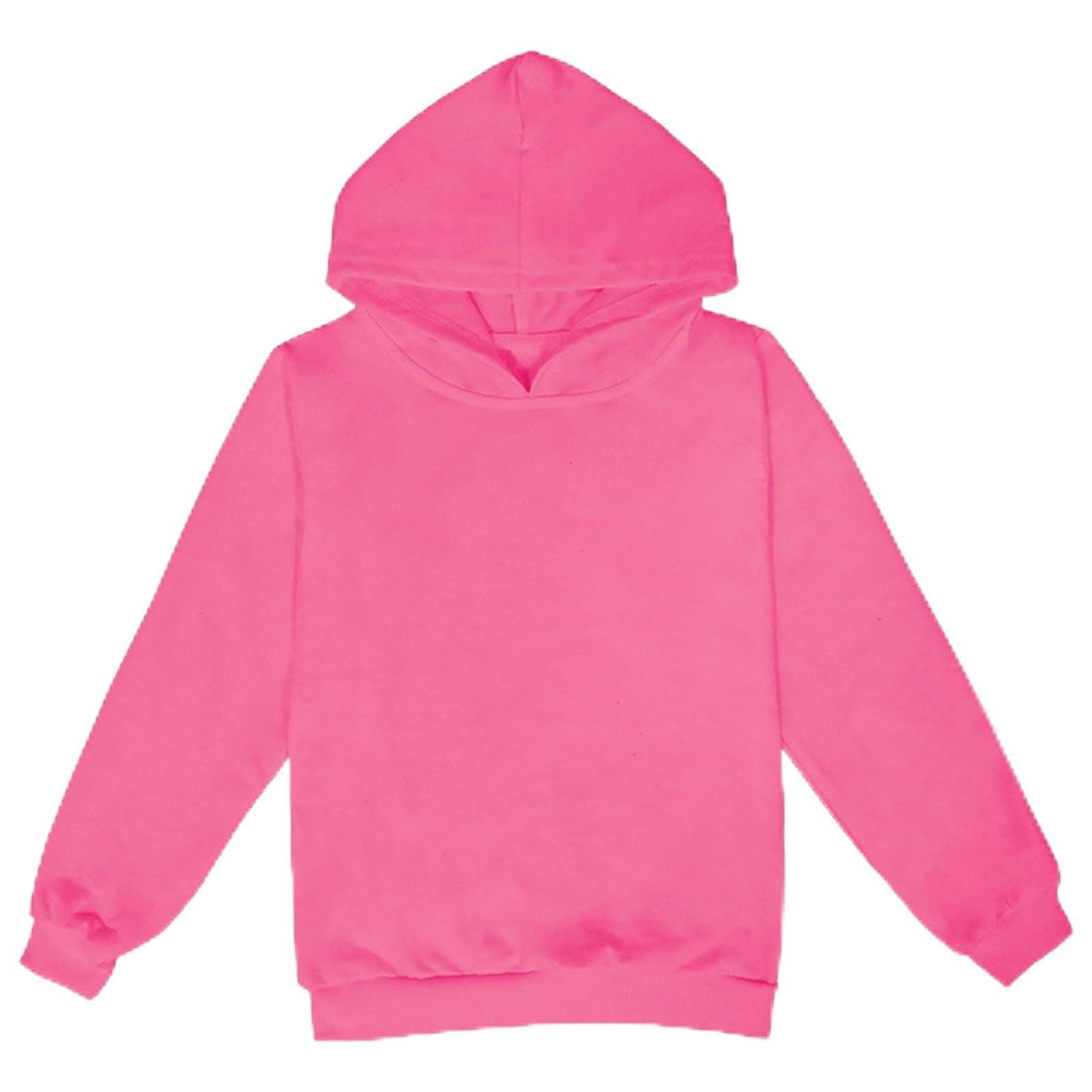 Kindermode Einfarbiges Pullover Lässiges Vielseitiges Kapuzensweatshirt 140 heißes rosa
