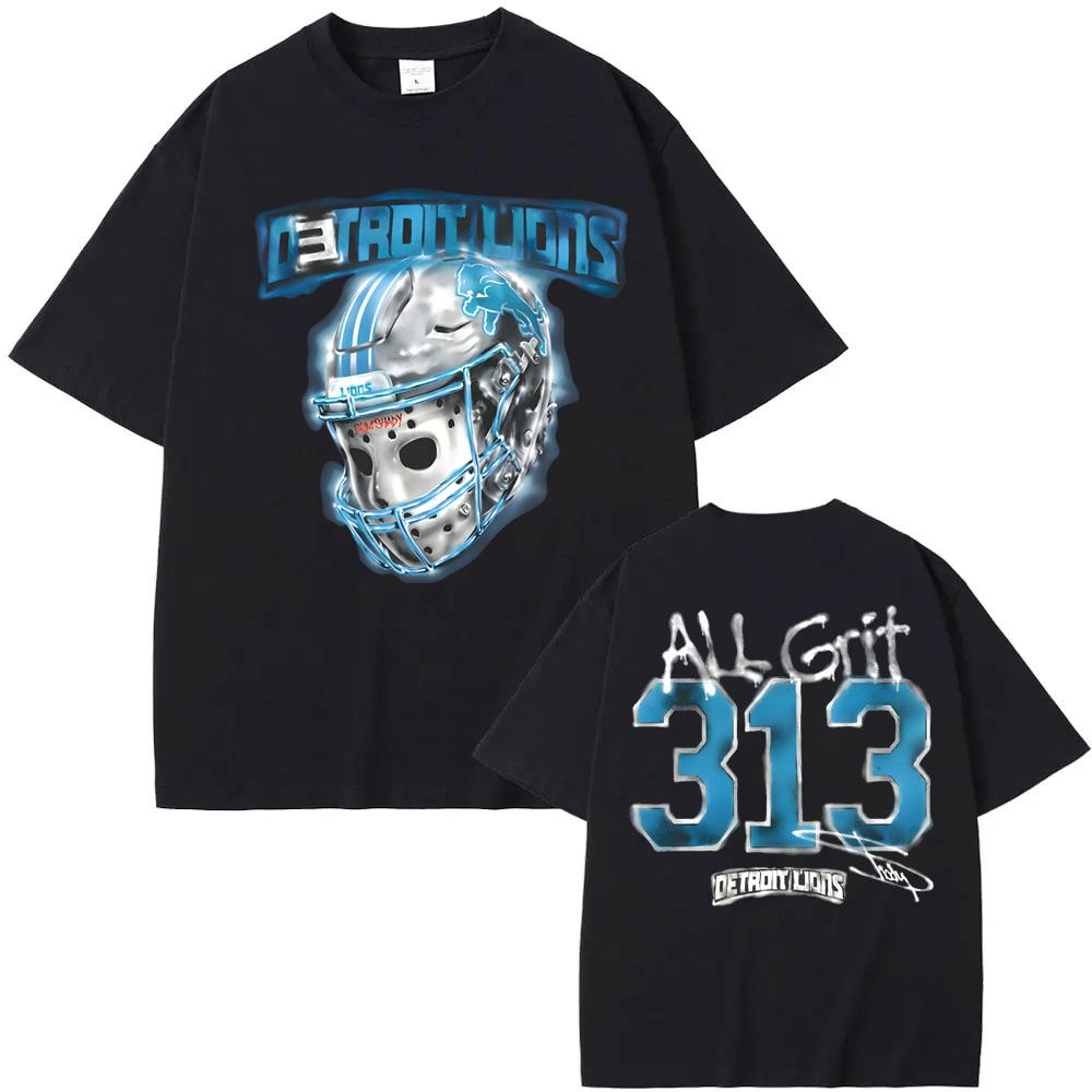 EMINEM X DETROIT LIONS ALL GRIT T-SHIRT Eminem Wie auf der offiziellen Website 100% Baumwolle Hochwertiges T-Shirt O-Ausschnitt Damen Herren T-Shirts 5XL bunt