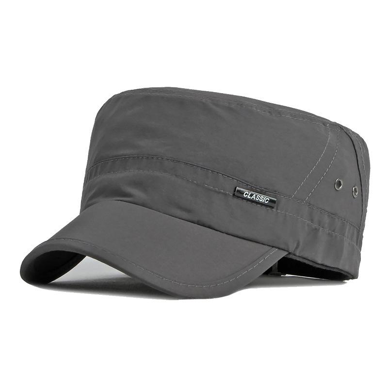 Neue gewaschene Baumwolle Militär Caps Männer Kadett Armee Cap einzigartiges Design Vintage Flat Top Hut Retro Unisex Hüte Baseball Caps braun
