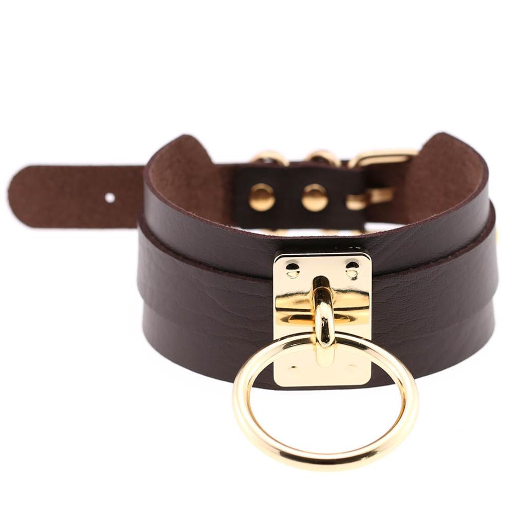 Sexy Leder Choker Halskette Damen Harajuku Kawaii Goldfarbe Metall Mode Türkischer Schmuck Punk Gothic Halskette Für Mädchen black