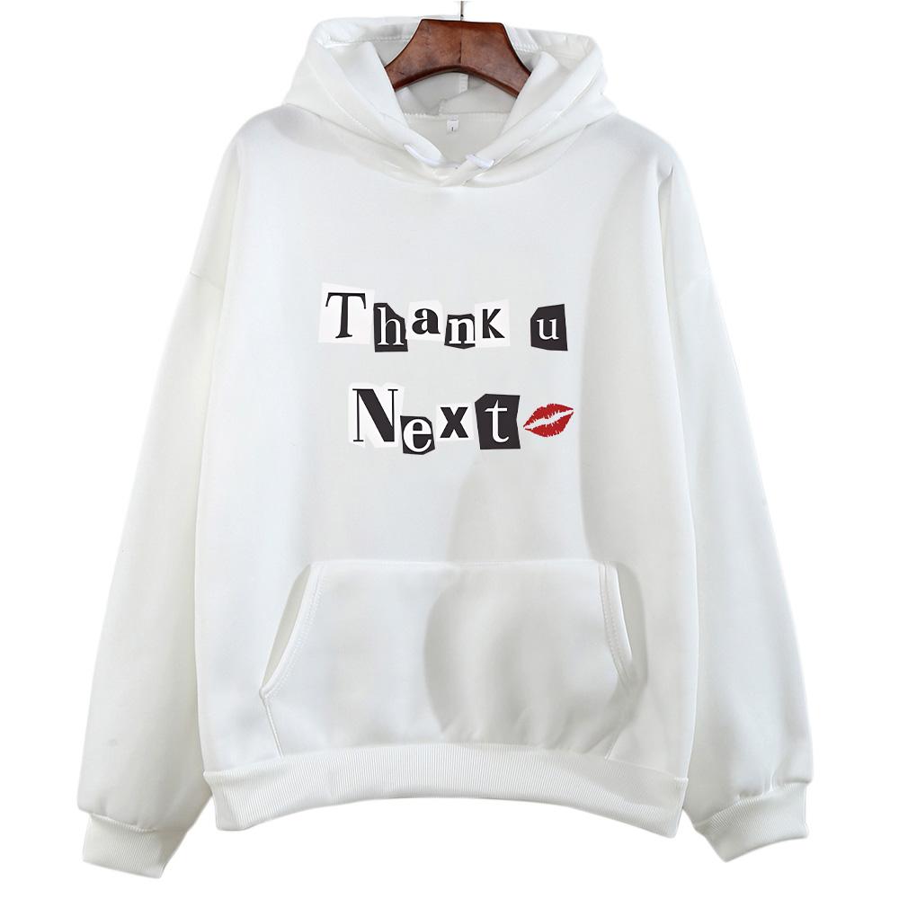 Ariana Grande Kapuzenpullover für Herbst/Winter Gothic Bequeme Sweatshirts Vintage Fleece Kleidung Moletom Pullover S weiß