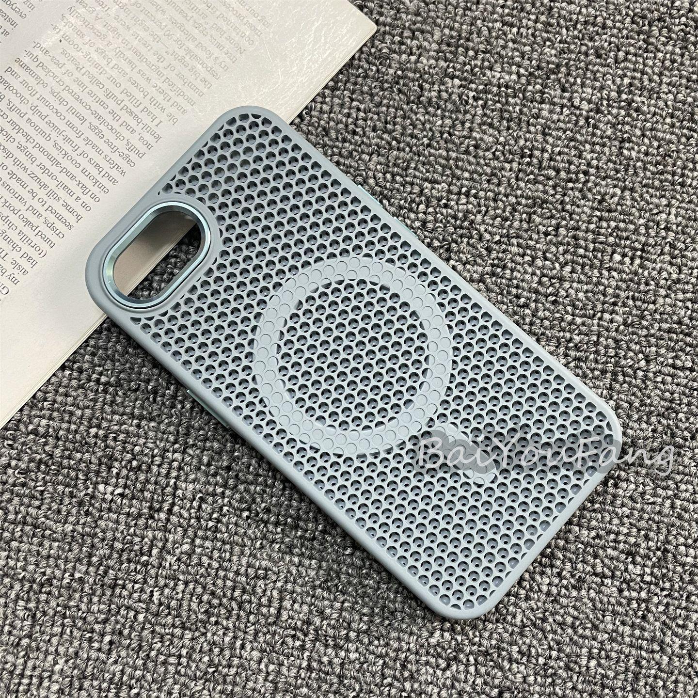 Für iPhone 17 16E Hülle Magnetisch PC Wabenstruktur Wärmeableitung Harte Rückseite Für iPhone 17e Leichte und Dünne Schale Bumper iPhone 16e hellblaue