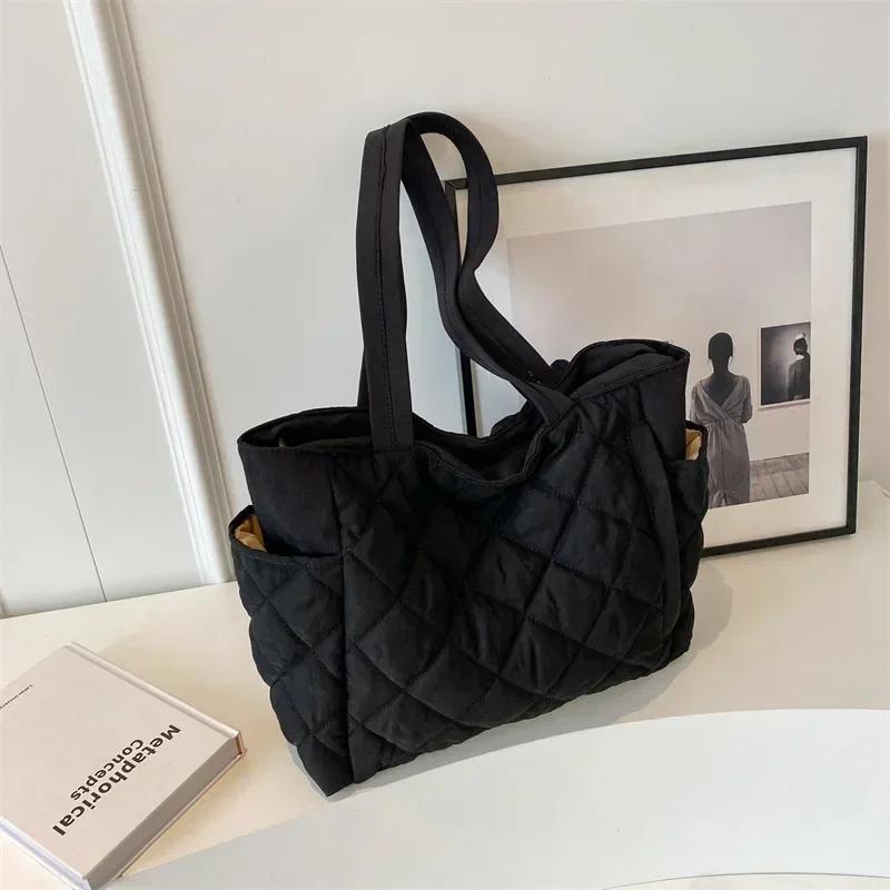 Gepolsterte Hobo-Handtasche für Damen, lässige, leichte Handtasche, verstellbarer Riemen, Tragegriff oben, Rautensteppung, Tragetasche, lässige Reisetasche 41x14x29cm gray