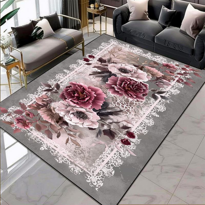Teppiche im europäischen Stil mit Blumenmuster für Wohnzimmer, wunderschöne große Raumteppiche, verdickte große Bodenmatten für Lounge, Balkon 80x120cm