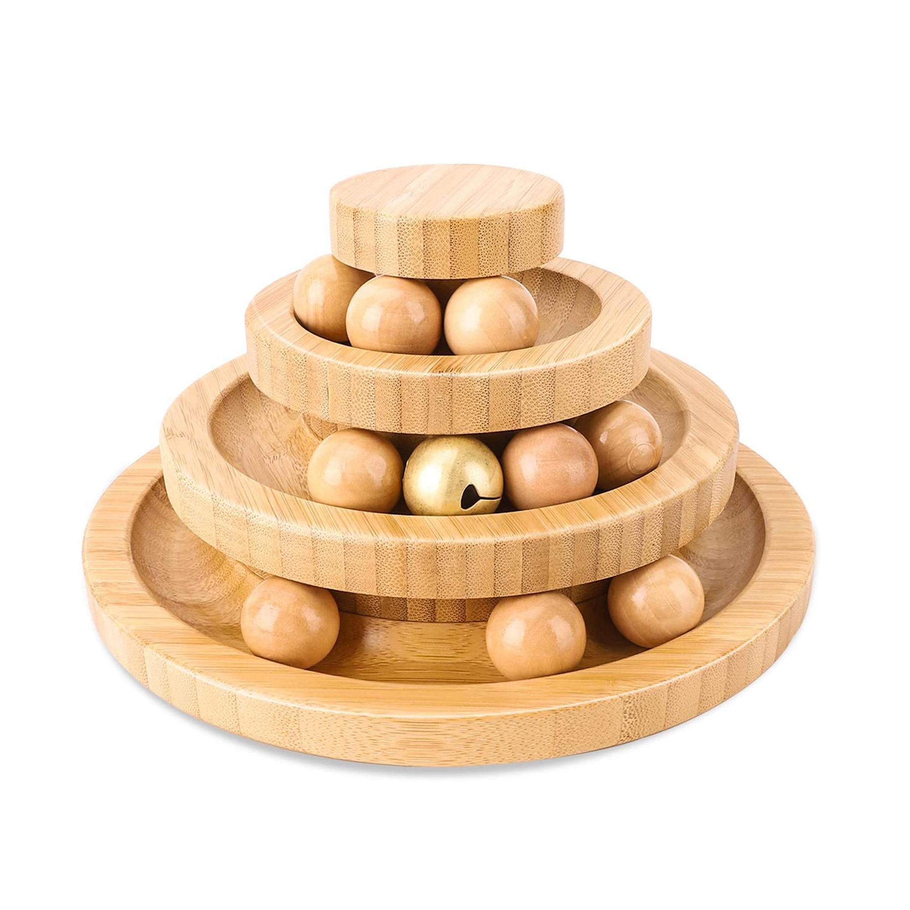 Katzen Spielzeug Selbst Hi Beruhigendes Werkzeug Katze Drehtisch Massivholz Katze Spiel Stock Glocke Kätzchen Automatisches Katzen Spiel Ball Katzen Zubehör 21x11cm