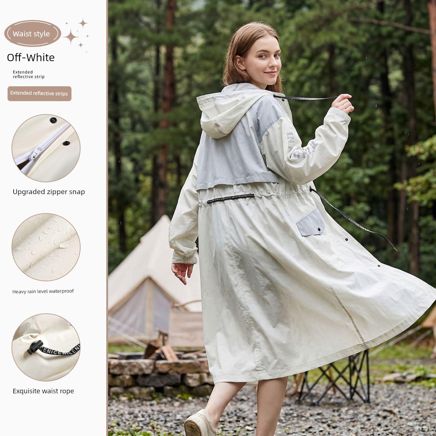 Regenmantel für Erwachsene, Damen-Neumodell 2026, Einpersonen-Langform-Ganzkörper-Regenmantel, Starkregen-Schutz, Outdoor-Reise, Wandern, Verdickter Regen XXXL weiß