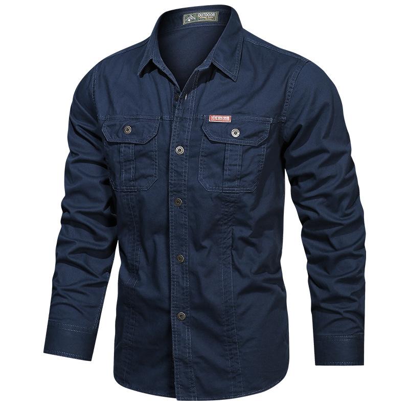 2023 armee Taktische Shirts Männer Frühling Herbst Militär Beiläufige Dünne Cargo Tops Outdoor Tragen-beständig Langarm Arbeit Hemd XXXXXL navy blau