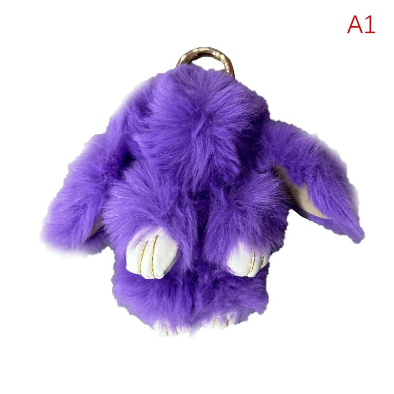 Kaninchen Schlüsselanhänger Ring Flauschiger Echter Pelz Pompon Hase Anhänger Schlüsselanhänger Anhänger Niedlicher Schlüsselring An Tasche Autoschlüssel Anhänger dunkelviolette