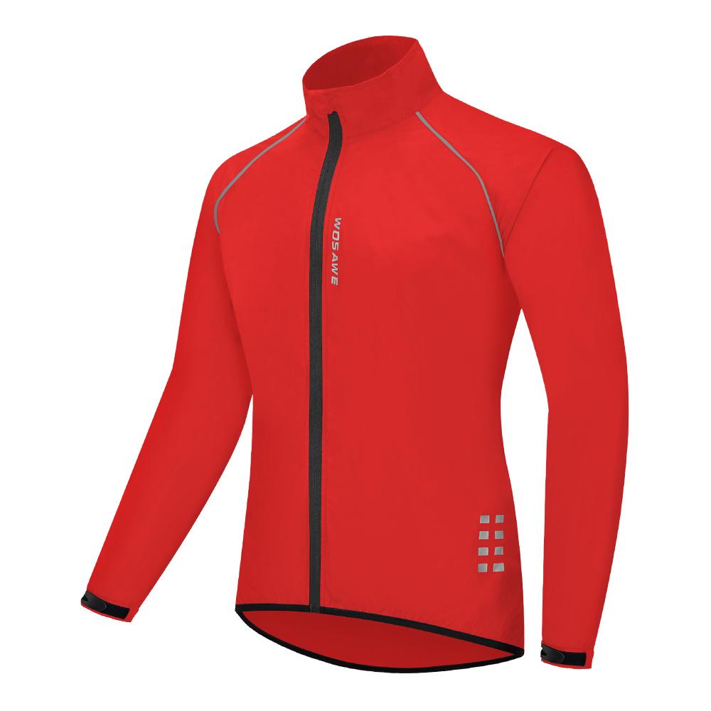 WOSAWE Herren-Fahrradjacke, winddicht, wasserdicht, für Rennrad, MTB, Mountainbike, Radtrikot M rot