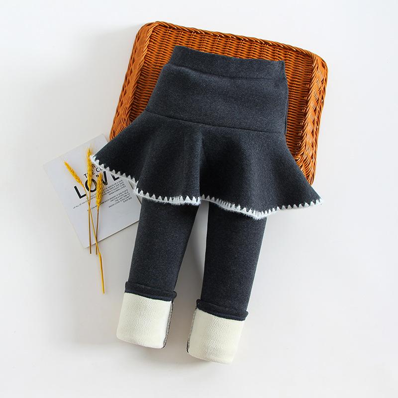 Neue Winter Mädchen Röcke Hosen für Kinder 3-12 Jahre Prinzessin Leggings Kaschmir Verdicken Warme Hosen Kuchen Rock Hosen outwear 140 dunkelgraue