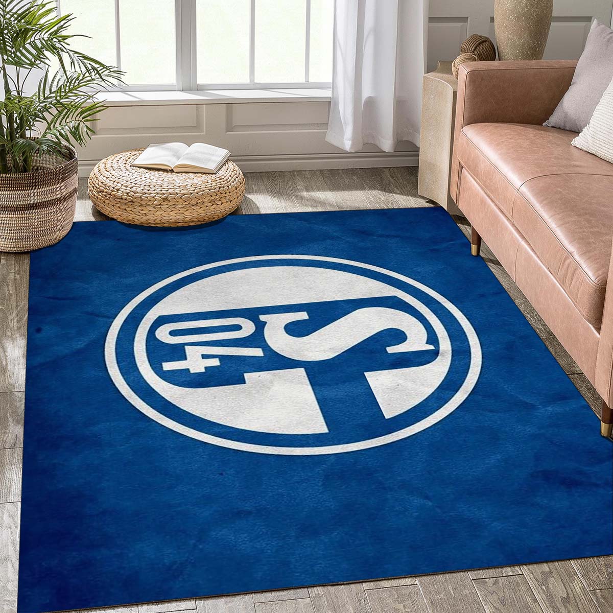 Schalke 04 Fußballfeld Umriss Teppich, Rutschfeste Fußmatte mit Offiziellem S04 Wappen Aufdruck, Sport Deko Teppich für Fan-Höhle & Schlafzimmer 40x60cm( 15x23in ) gray