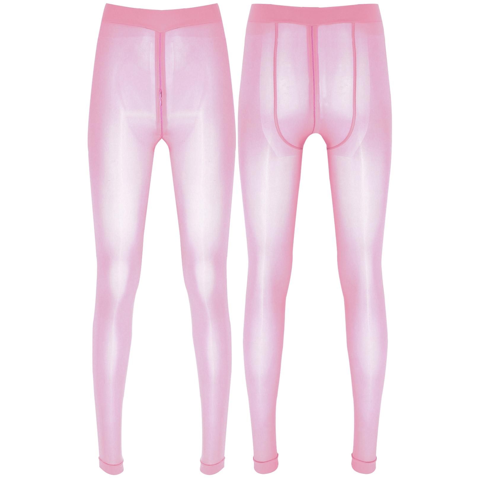 Transparente Damen-Strumpfhose mit Reißverschluss im Schritt, dehnbare, durchsichtige Strumpfhose, einfarbige Leggings XL rosa