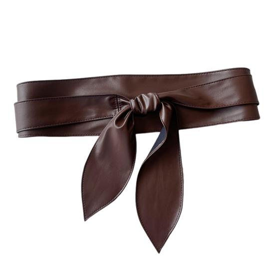 Damen Gürtel aus Kunstleder mit breiter Krempe, Retro-Gürtel, für Kleider, Mäntel, geknoteter Gürtel, vielseitiges Accessoire kaffeebraun