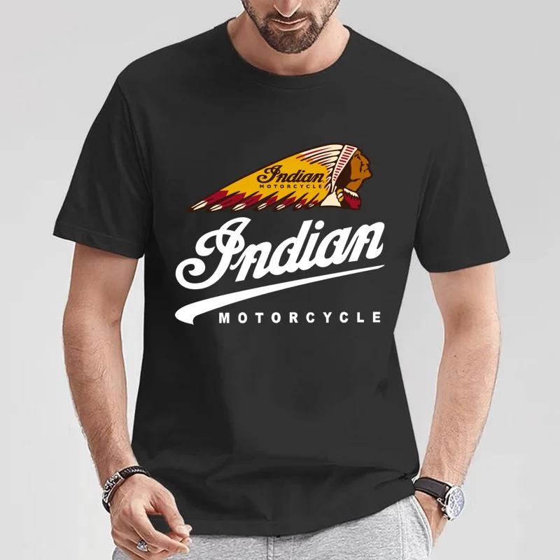 2024 männer T Shirt Casual Indians Motorrad T-shirt Grafik Übergroßen Motorrad Biker Cafe Racer Chopper Vintage Streetwear S-5XL XXXXL schwarz